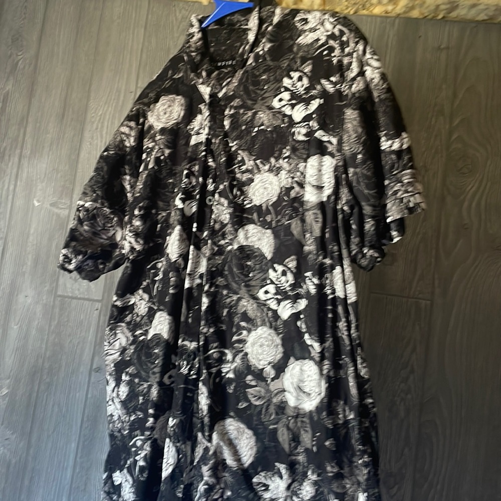 Black and grey flower button up.